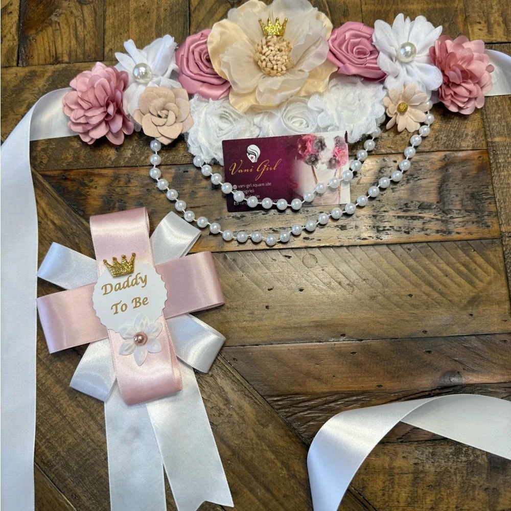 Elegant Pink and White Floral Belt for Kids